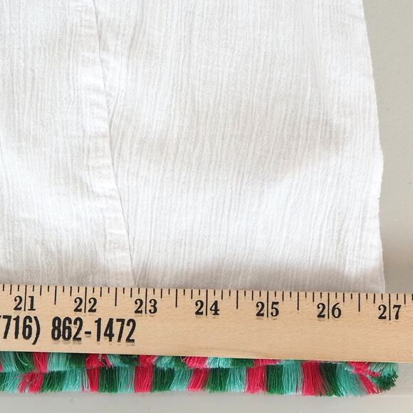 J Crew Women's XL Top Boho BeachTunic Cover-Up Layering White Tassels Fringe - Picture 7 of 9